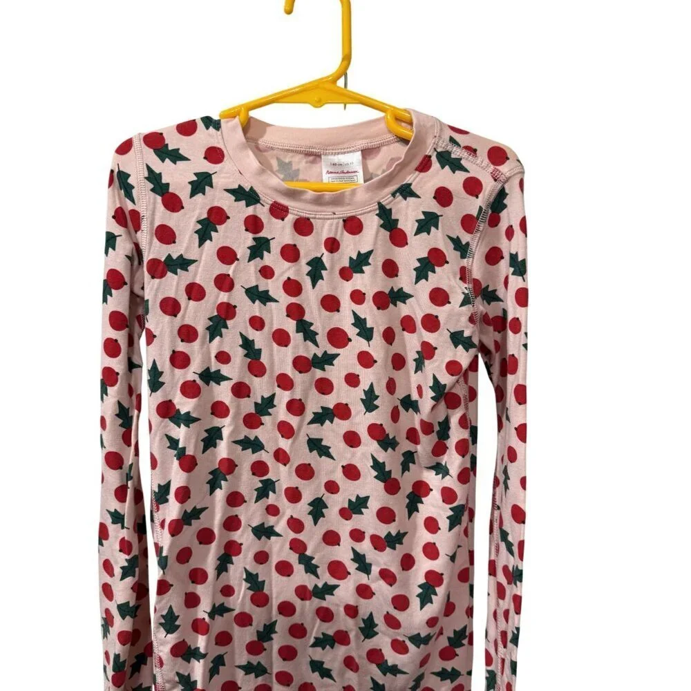 Hanna Andersson Kids Holiday Pajama Set Berries & Holly Long Sleeve Top sz 10